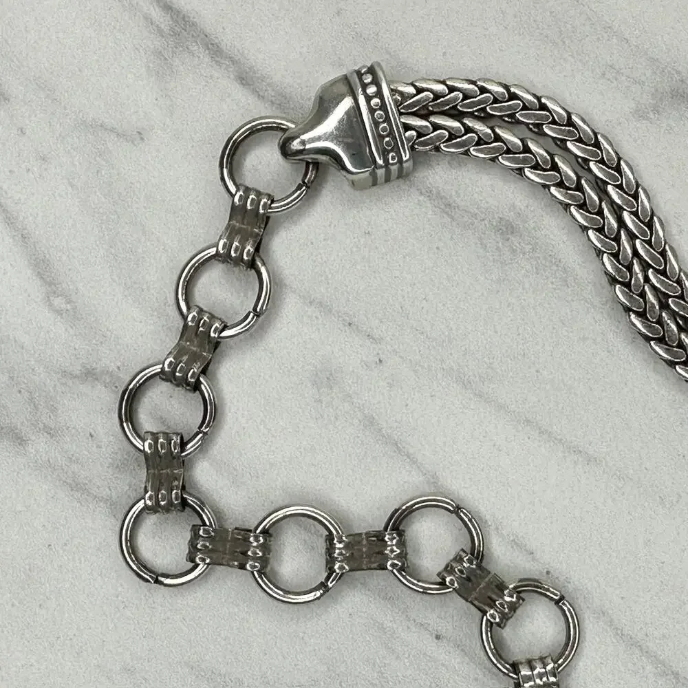 Brighton Silver Tone Braided Chain Belt Heart Charm Medium (M) ✨